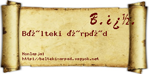 Bélteki Árpád névjegykártya