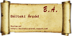 Bélteki Árpád névjegykártya